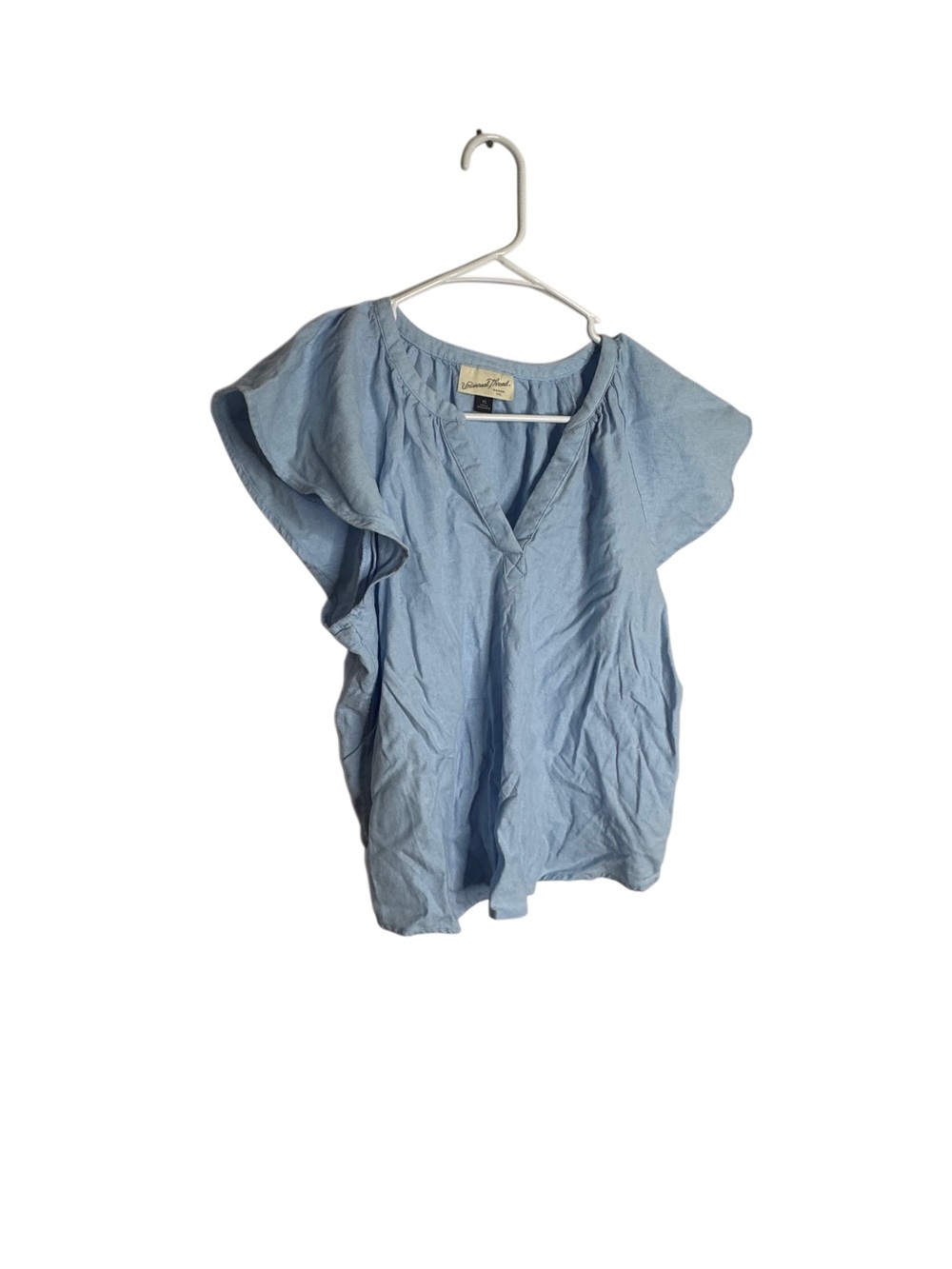 Universal Thread Light Blue Flutter Sleeve V-Neck Blouse